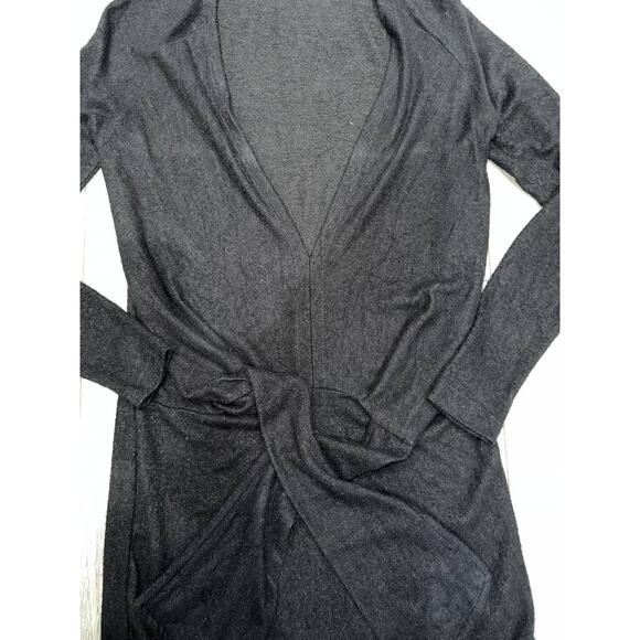 Free People Long sleeve Woven Deep V Neck Tie Black Dress Medium A003222 - Picture 5 of 8